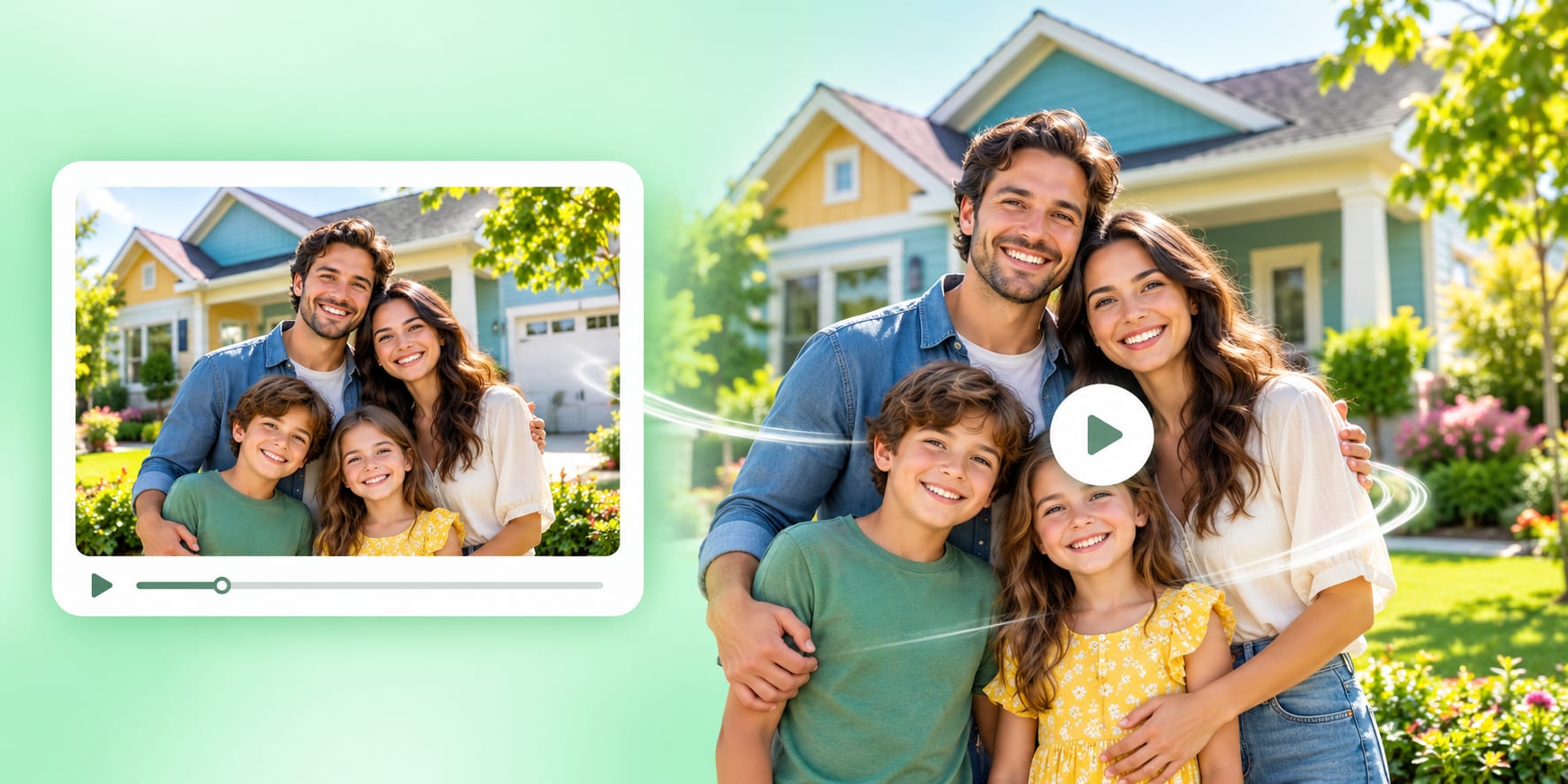 An image of a family turning into an animated video with AI